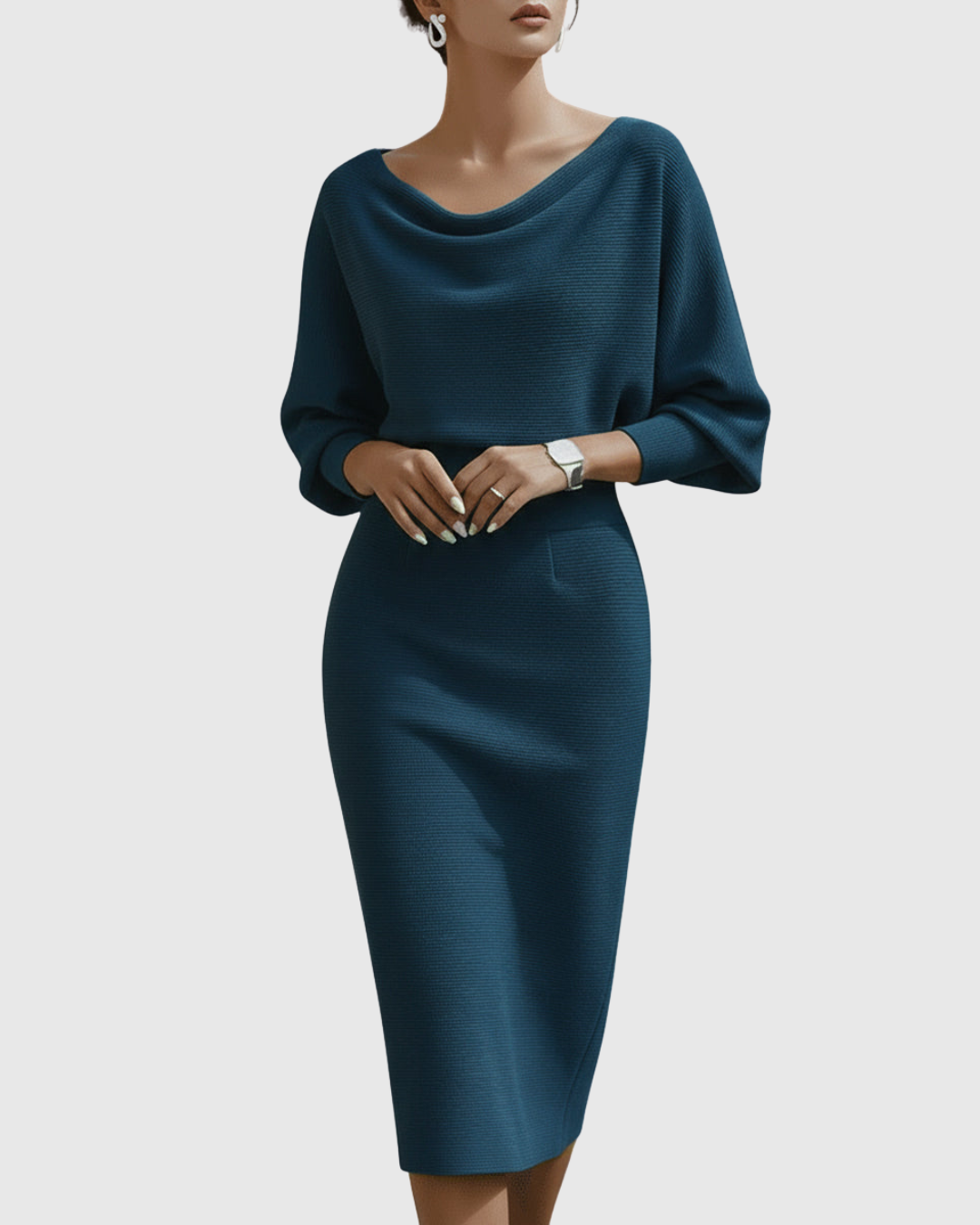 ISMERIA | Robe midi avec des manches chauve-souris