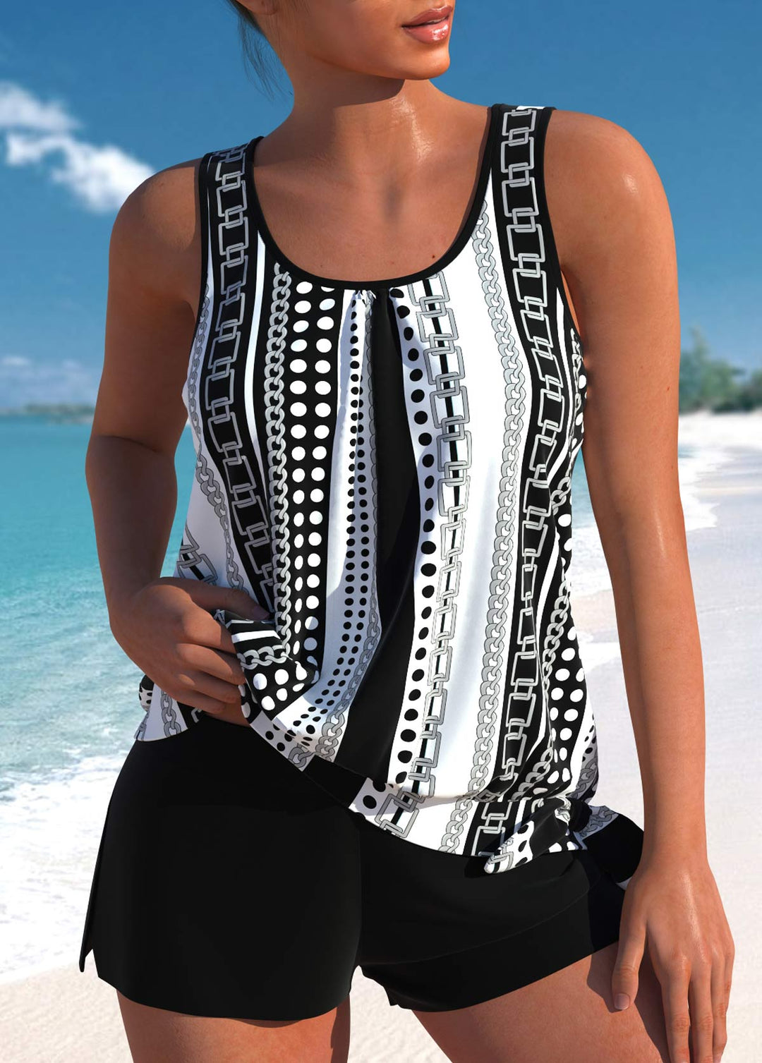 Helena | Ensemble de Tankini à Motifs avec Short