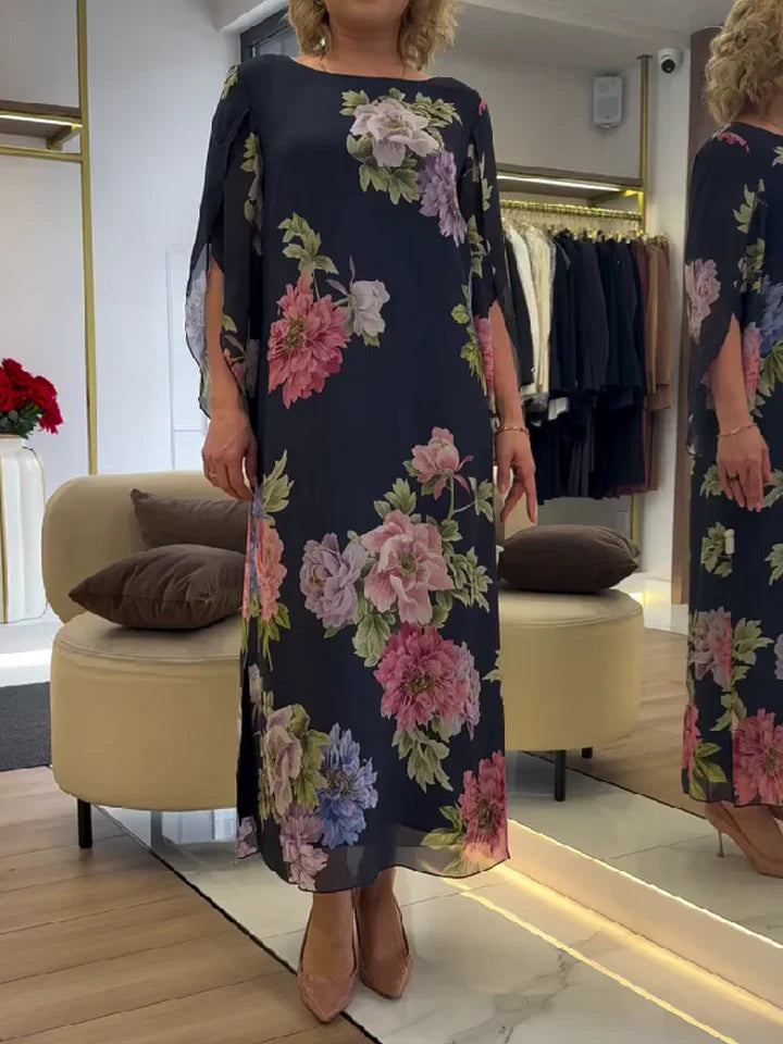 Robe Maxi Imprimé Floral Chiffon Léger Confort