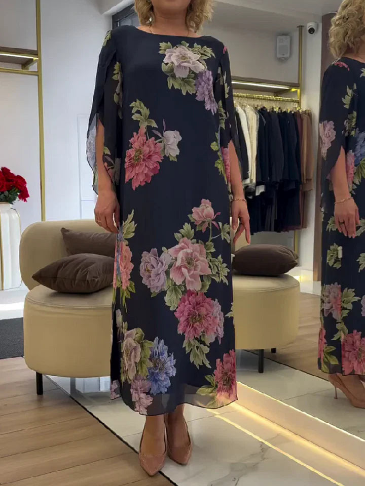 Robe Maxi à Imprimé Floral en Chiffon Léger Confort
