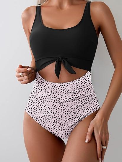 Maillot de Bain Une Pièce Ventre Plat Nœud Frontal