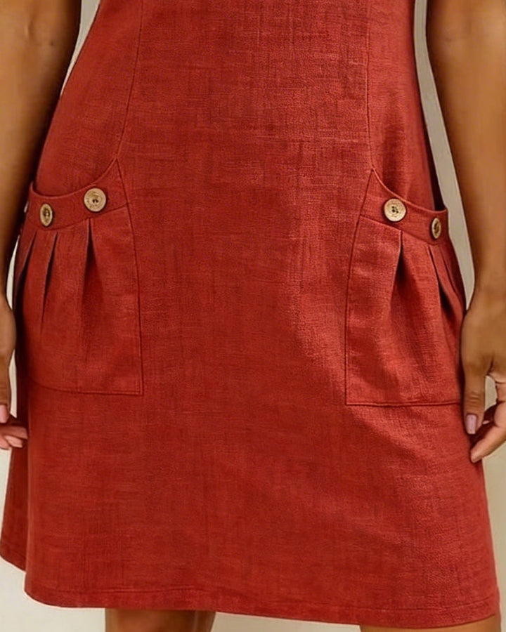 Amelie | Robe avec fermeture éclair et poches en coton et lin