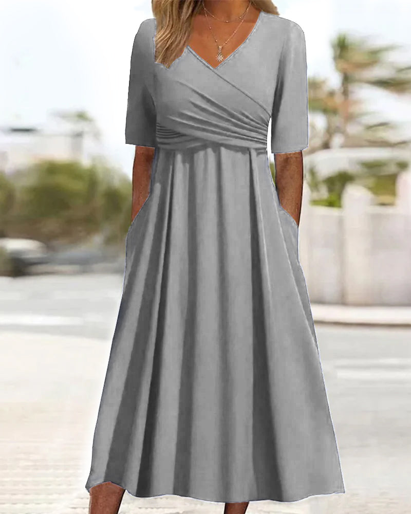 Pien - Robe Croisée à Manches Courtes