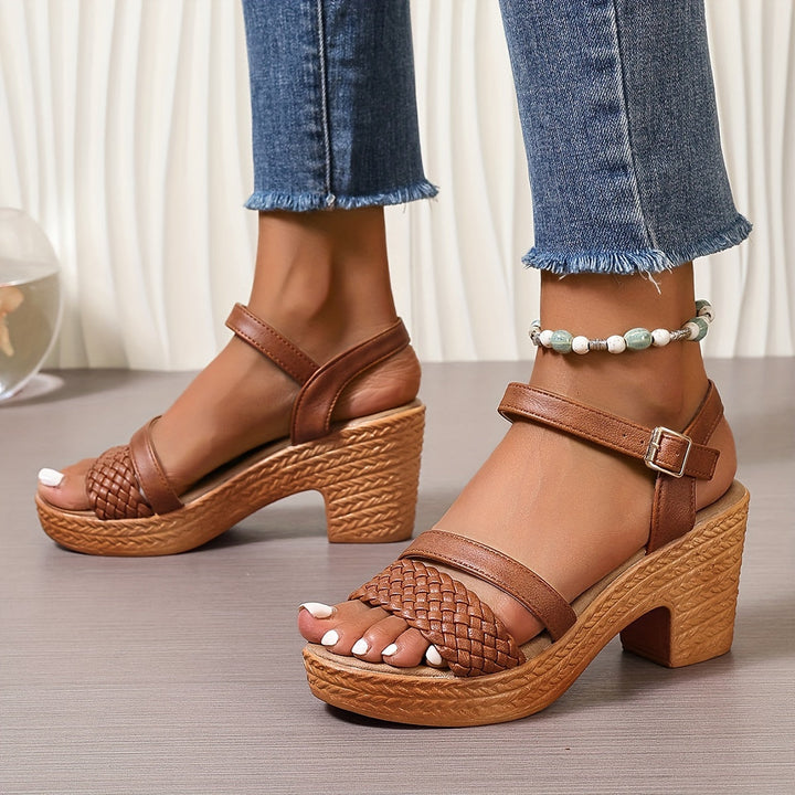 Sandales à Talons Blocs Tressés