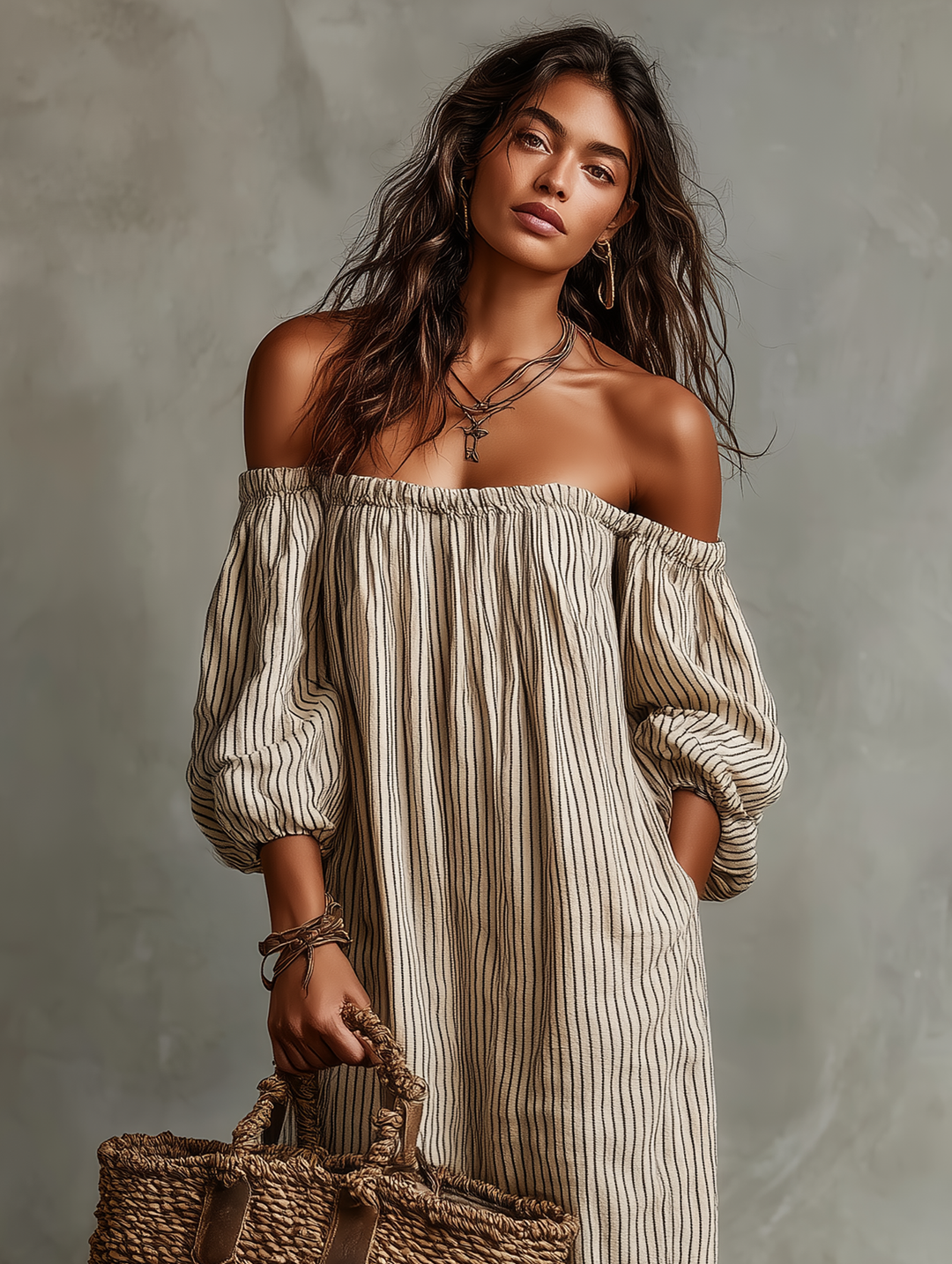 Elena | Robe longue fluide à épaules dénudées