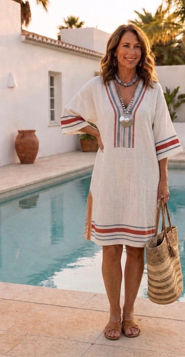 Lysandra | Robe mi-longue à manches mi-longues en V