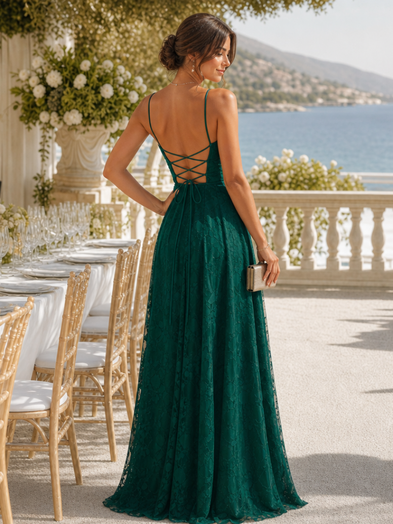 Valenne | Robe Maxi en Dentelle Complète à Bretelles Fines