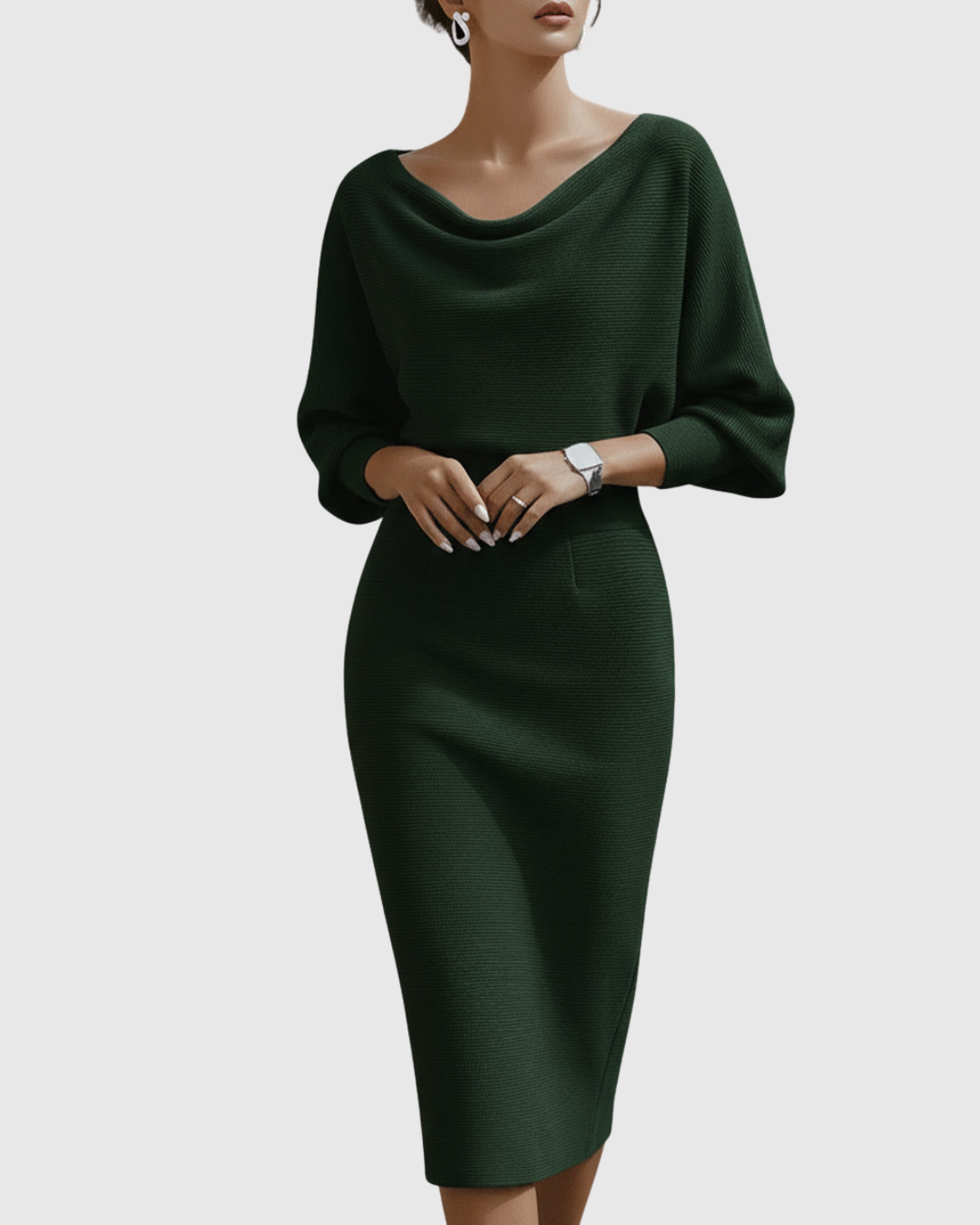 ISMERIA | Robe midi avec des manches chauve-souris