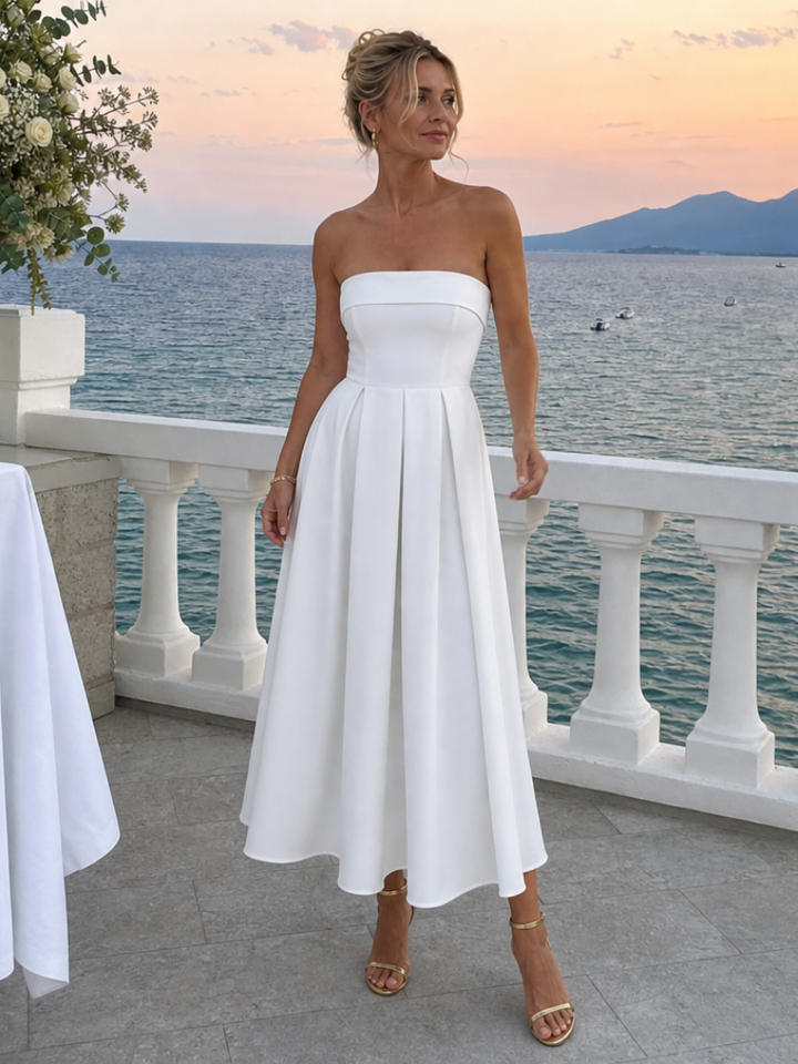 Elove | Robe Midi Bustier à Corsage Structuré