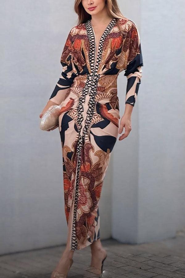 Eva | Robe Midi Dolman Unique Imprimé Évasion ensoleillée