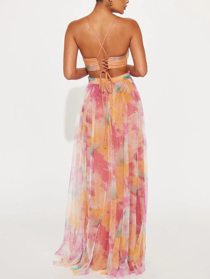 Karen | Robe maxi à imprimé floral peint en V