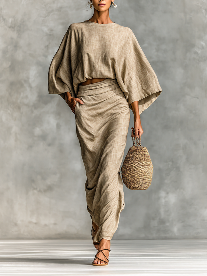 Selene | Ensemble Top Batwing Doux et Jupe Maxi