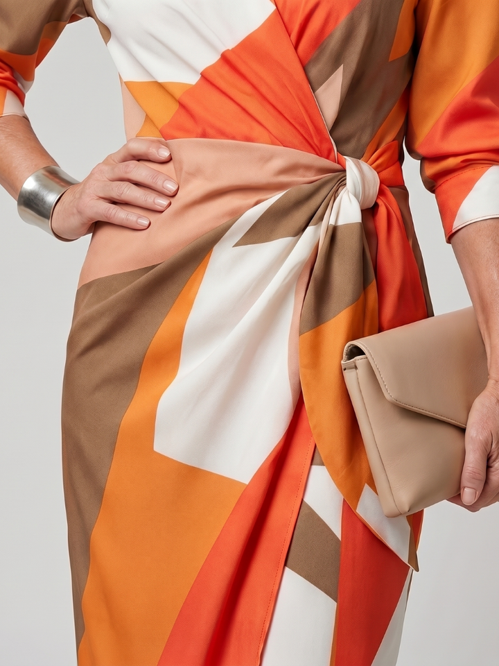 Leya | Robe midi à rayures avec col et manches longues