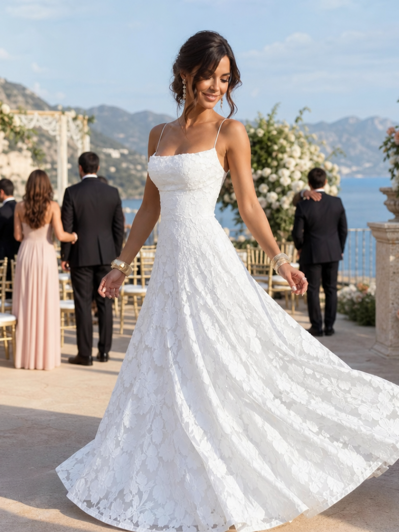 Valenne | Robe Maxi en Dentelle Complète à Bretelles Fines