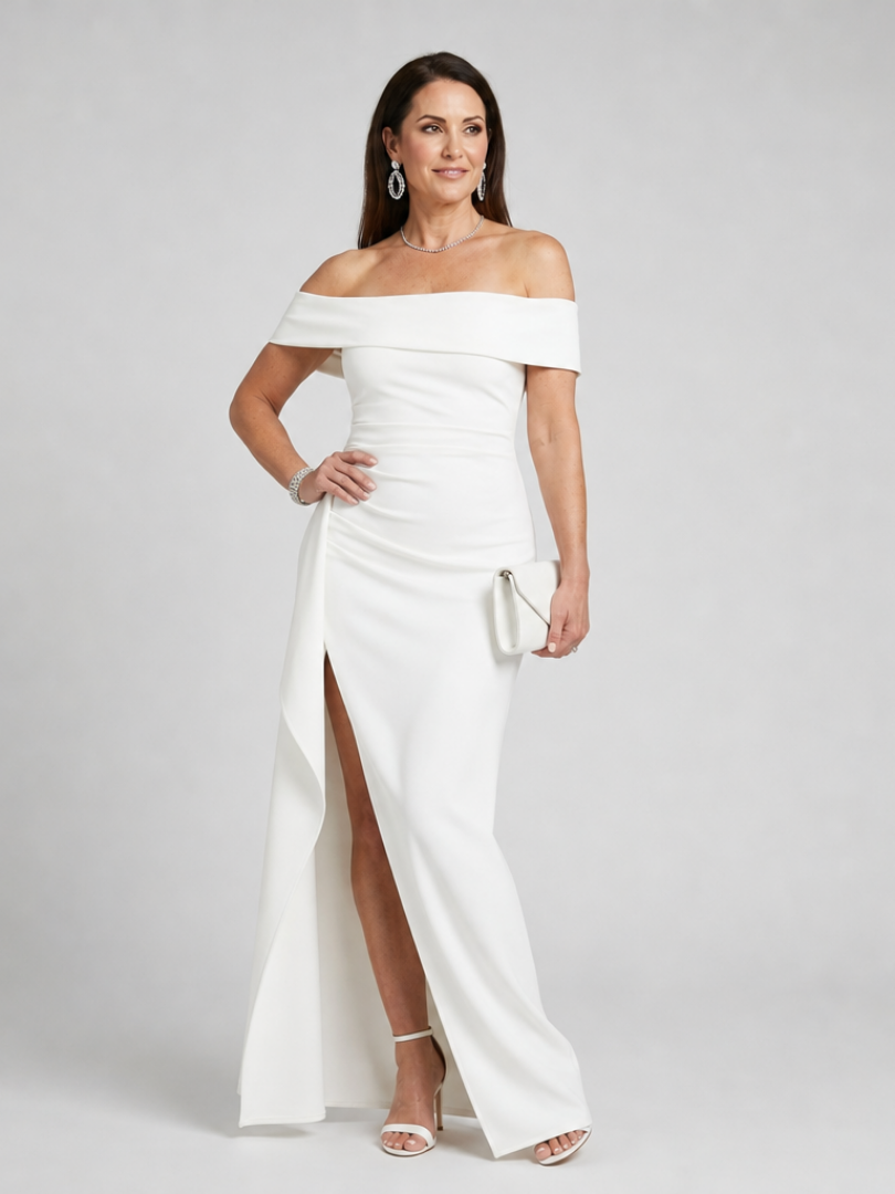 Vionelle | Robe Maxi Épaules Dénudées avec Fente Latérale Haute