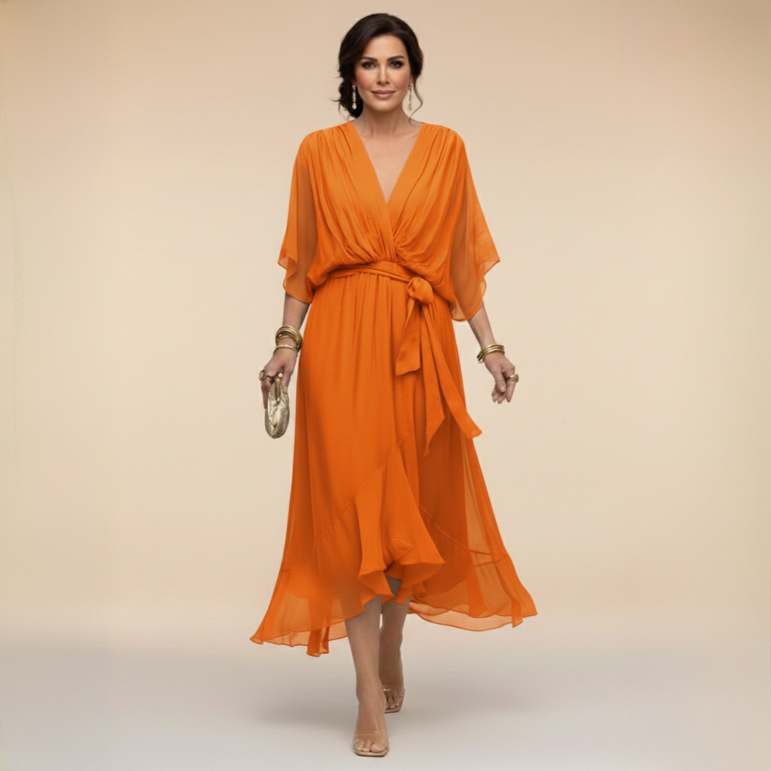 Monica - Robe en chiffon avec décolleté en V