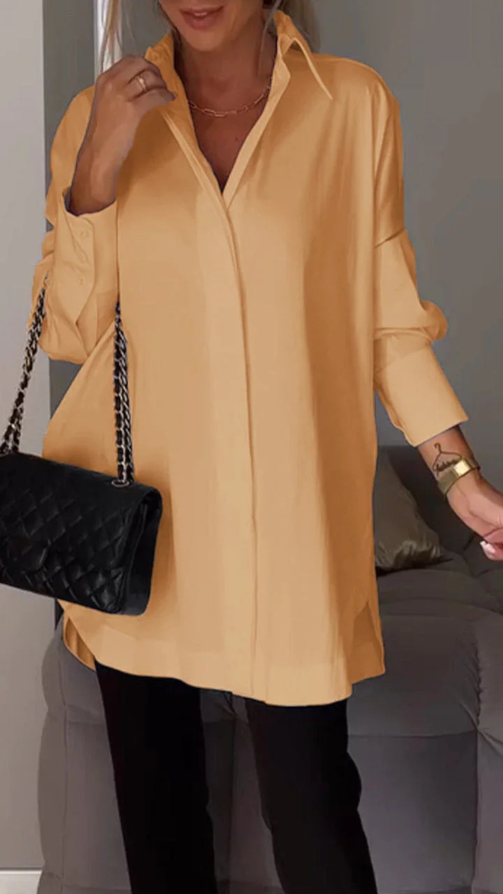 Helvia | Chemise élégante surdimensionnée à manches retroussées