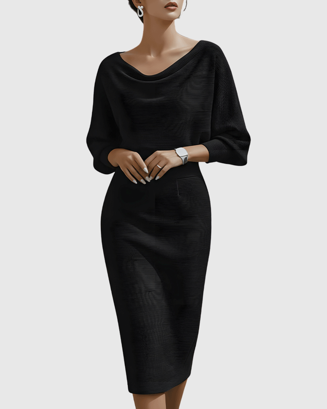 ISMERIA | Robe midi avec des manches chauve-souris