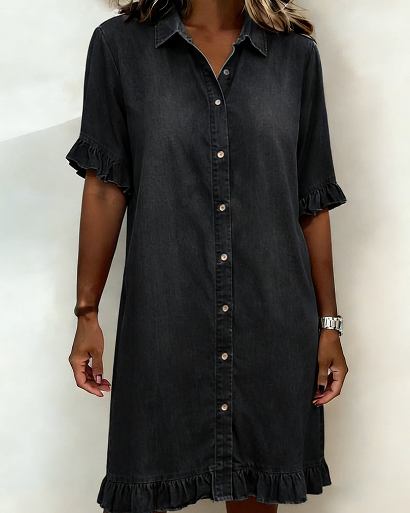 Belinda| Robe en denim confortable avec des fronces flatteuses