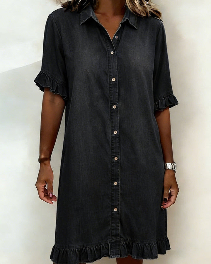 Belinda| Robe en denim confortable avec des fronces flatteuses