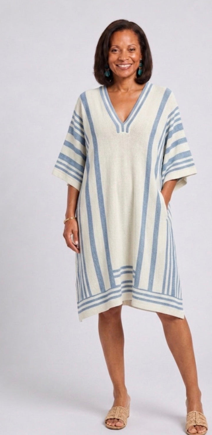 Serenella | Robe à manches larges et décolleté en V, longueur genou