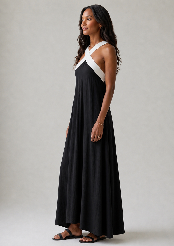Adair | Robe Midi à Bretelles Contrastées