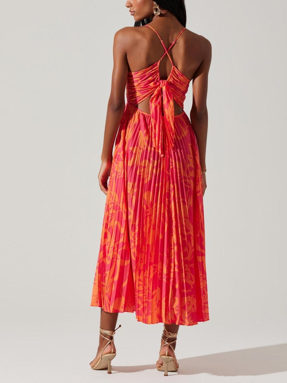 Heather | Robe Midi Plissée à Imprimé Floral Élégant Chic Côtier