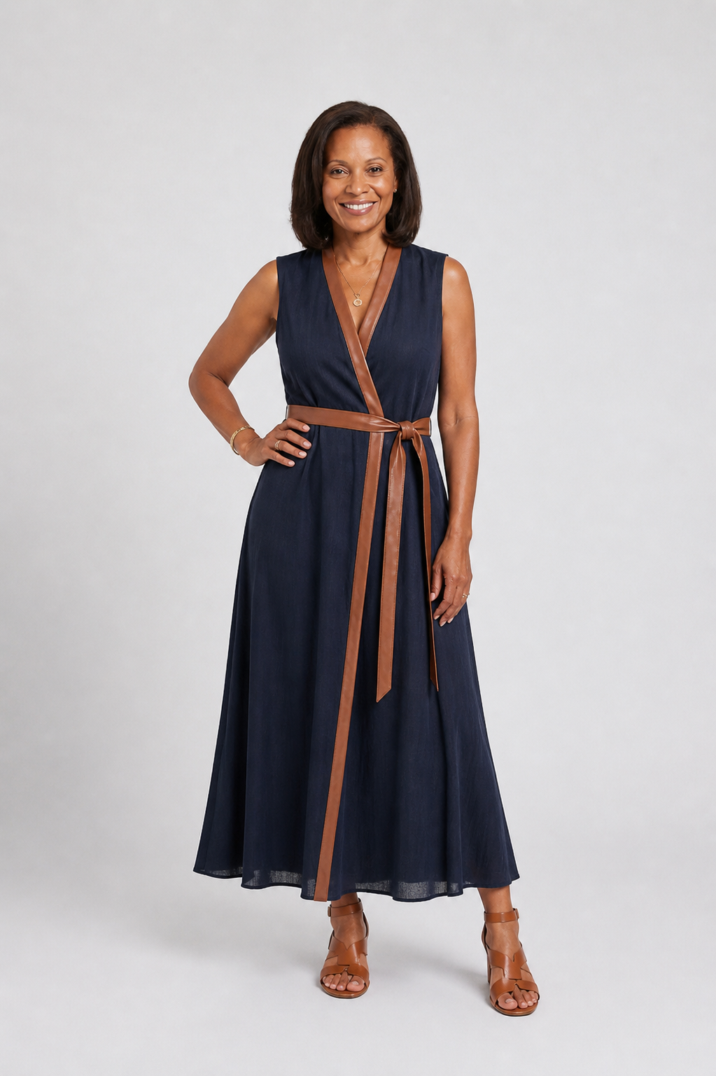 Myra | Robe Midi à Lignes Contrastées