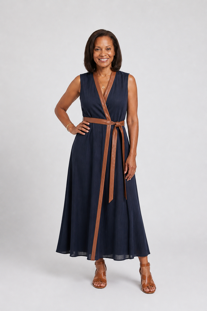 Myra | Robe Midi à Lignes Contrastées