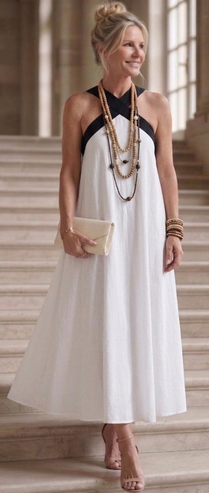 Adair | Robe Midi à Bretelles Contrastées