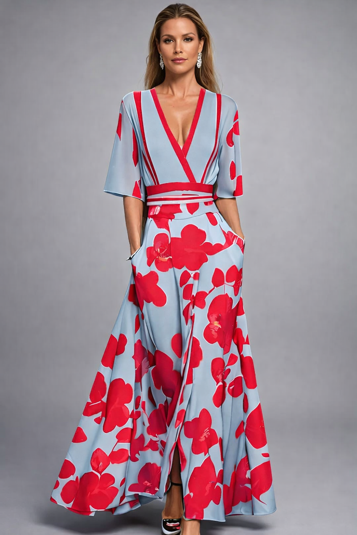 Elisa - Robe Maxi Élégante avec Fleurs