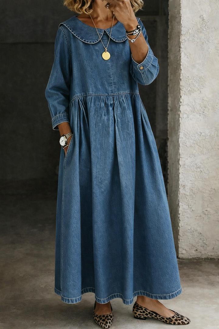 Eleanor | Robe en Jean avec Col Peter Pan