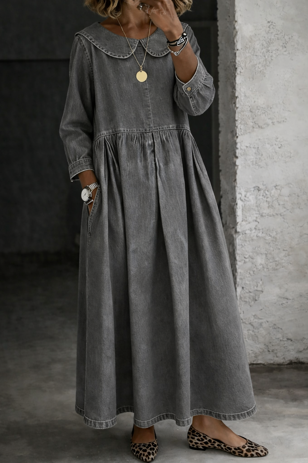 Eleanor | Robe en Jean avec Col Peter Pan