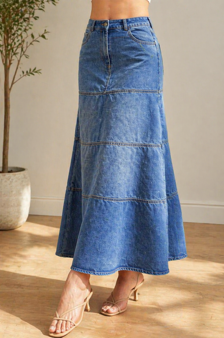 Mary | Jupe en Jean Mi-Longue