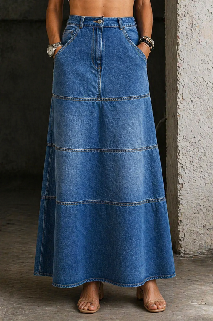 Mary | Jupe en Jean Mi-Longue