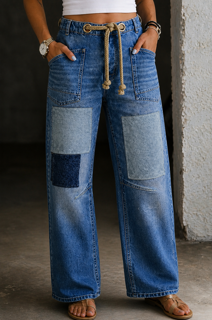 Margaret | Jean à cordon de serrage en patchwork