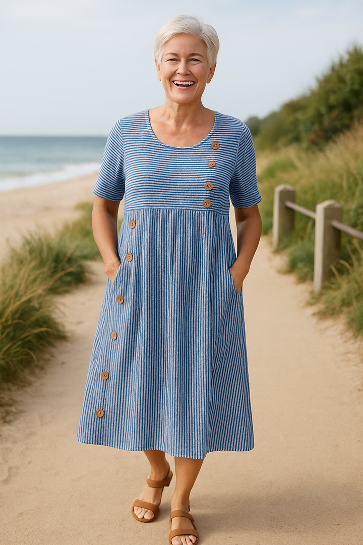 Brienne | Robe Midi Rayée – Confort Sans Effort, Confiance Quotidienne