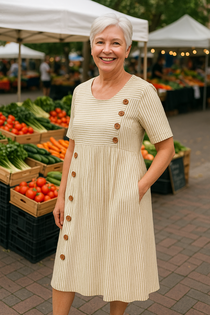 Brienne | Robe Midi Rayée – Confort Sans Effort, Confiance Quotidienne