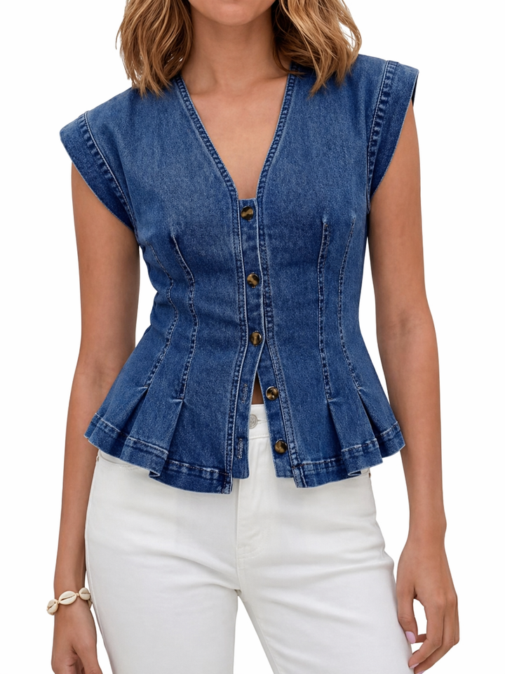 Viera | Haut en Denim Col V