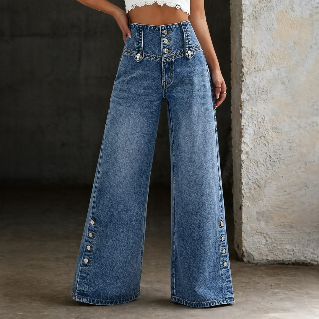 Mia | Jeans à taille haute avec fente