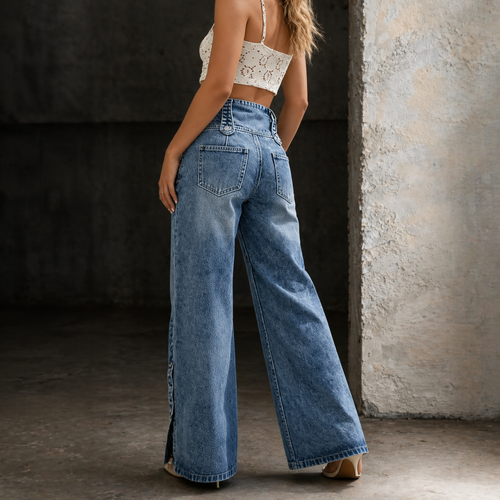 Mia | Jeans à Taille Haute avec Fente