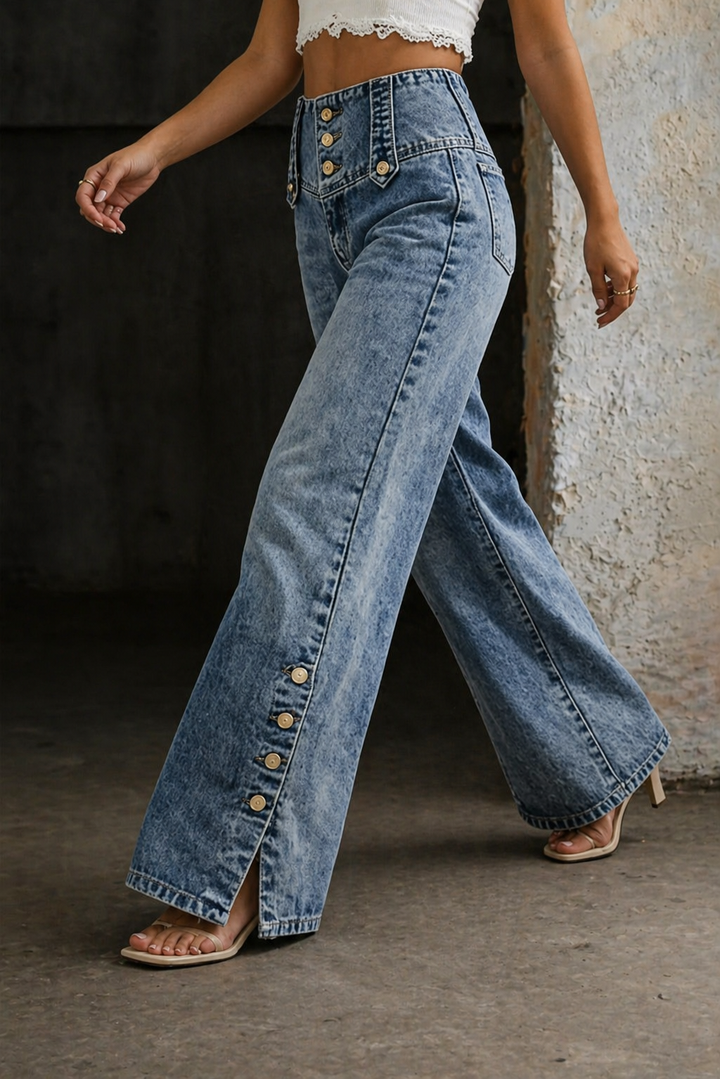 Mia | Jeans à Taille Haute avec Fente