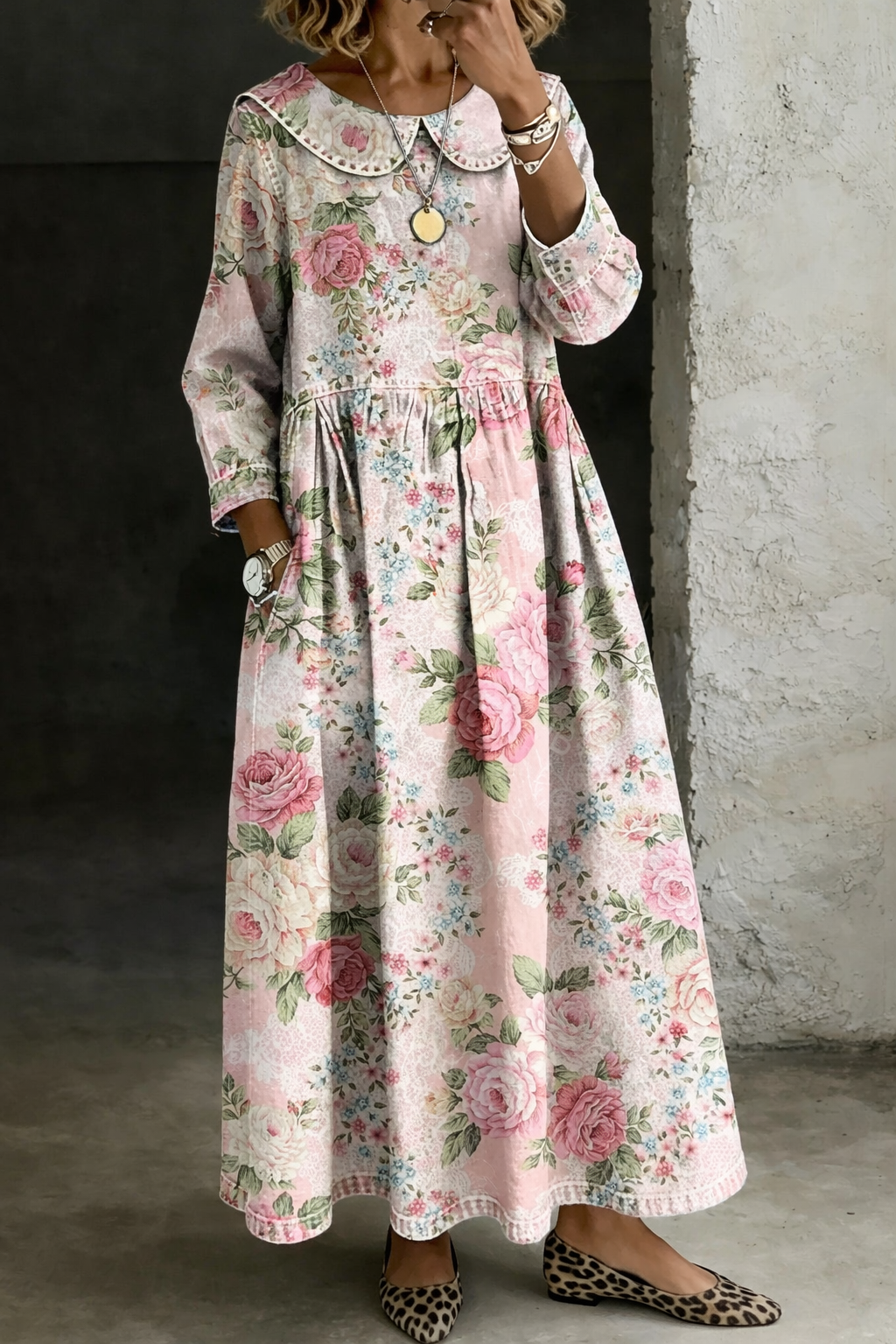 Brooklyn | Robe en Jean avec Col Floral