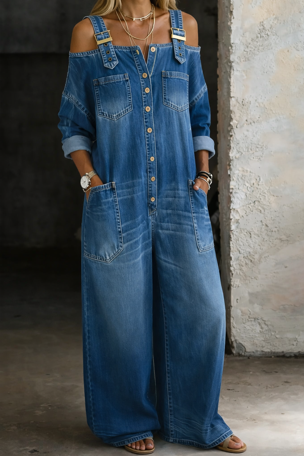 Sophia | Robe en denim avec épaules dénudées