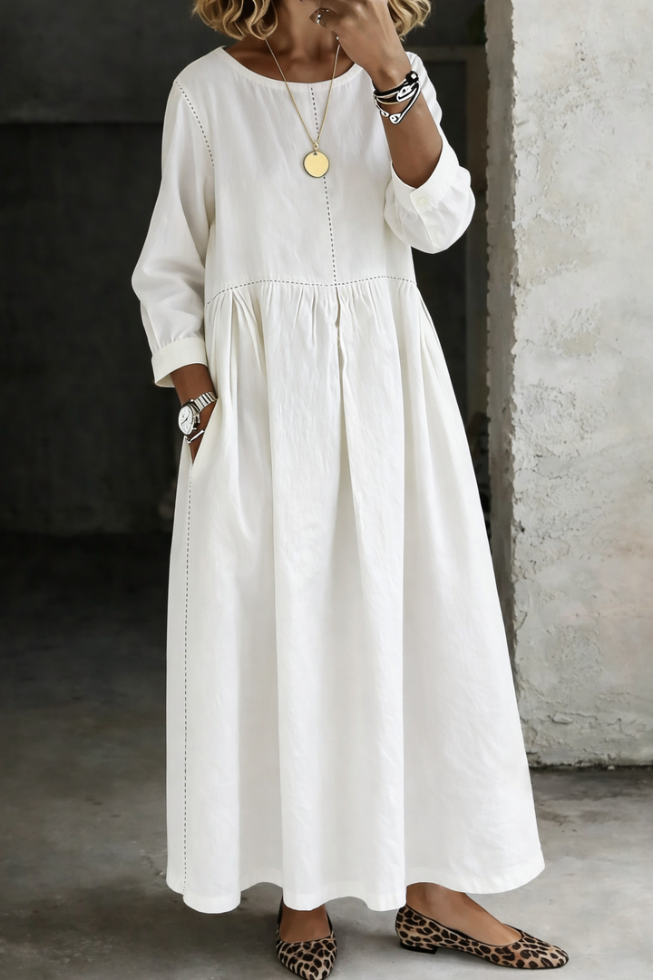 Melissa | Robe en denim à manches longues et col rond