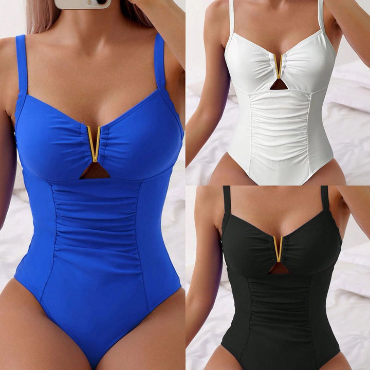 Maillot de Bain Entier Sculptant Élégant – Push Up avec Armature et Détail Doré