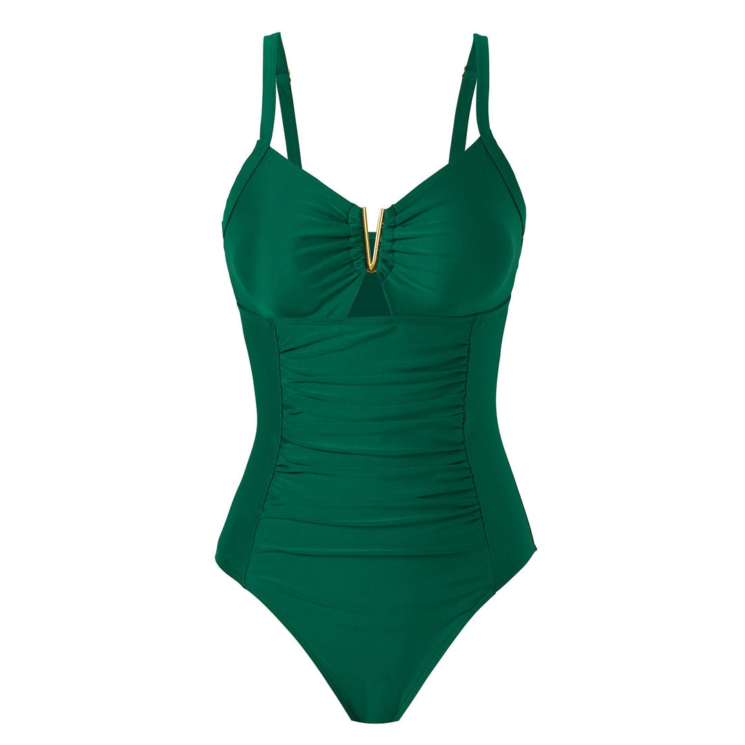 Maillot de Bain Entier Sculptant Élégant – Push Up avec Armature et Détail Doré
