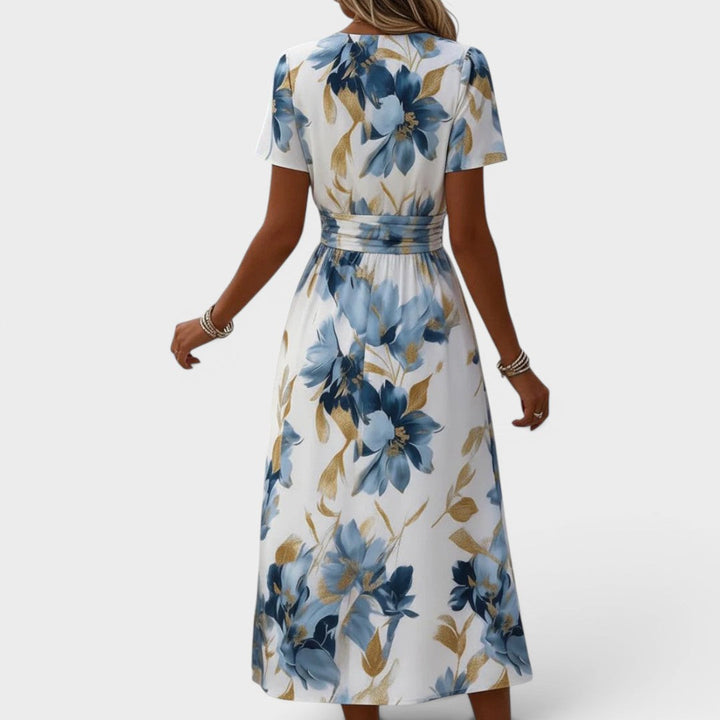 Denise | Robe Midi Évasée à Taille Florale