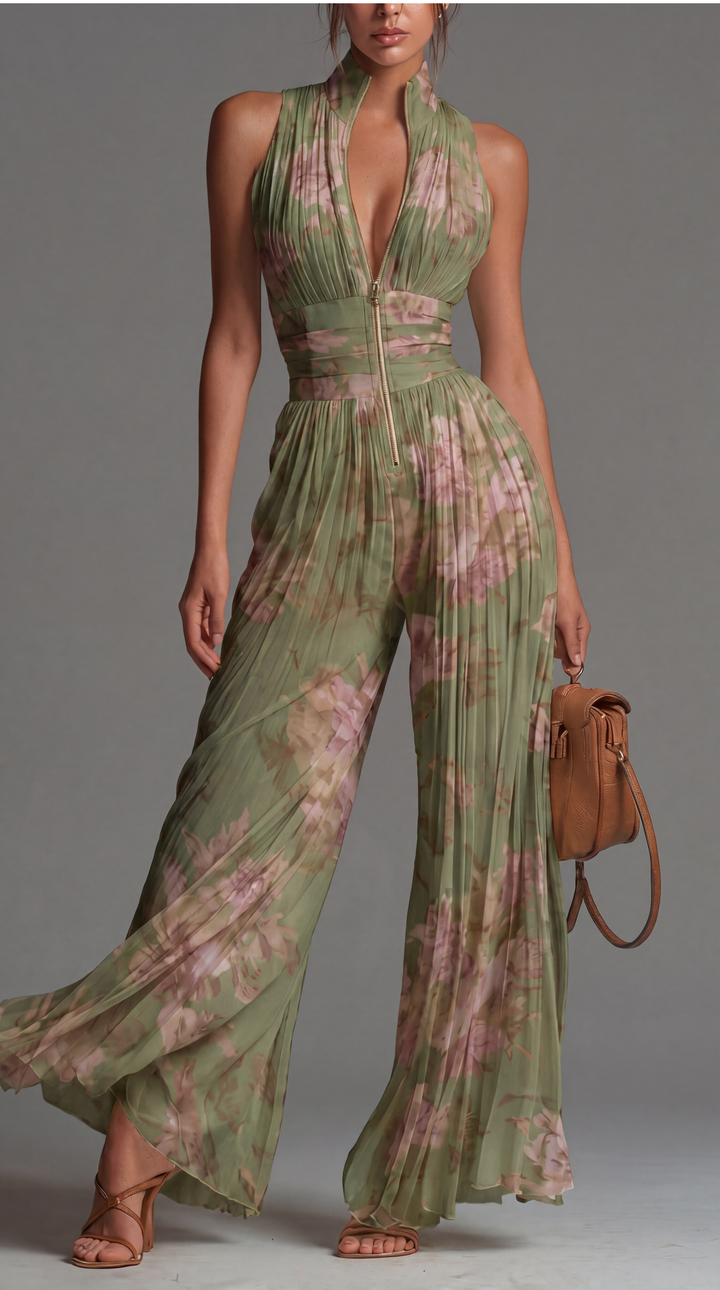Jumpsuit Zsófia - Chiffon plissé floral