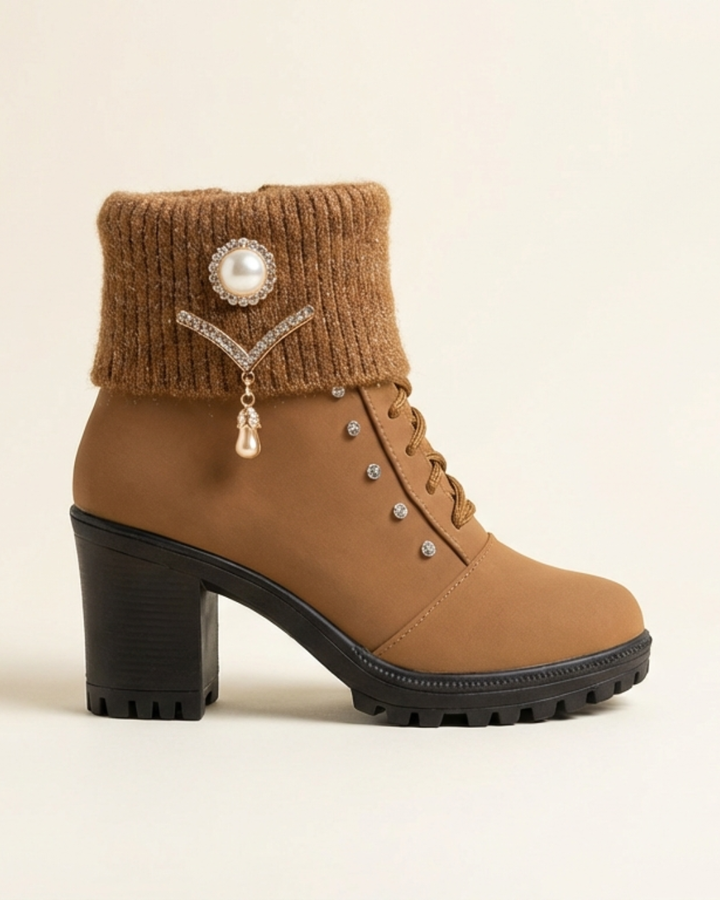 Elena - Bottes à talons épais et chaudes